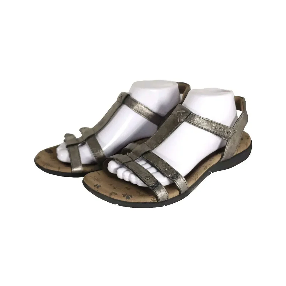 Taos Women’s Trophy US10 Metallic Bronze Leather Flat Strappy Sandals Shoes